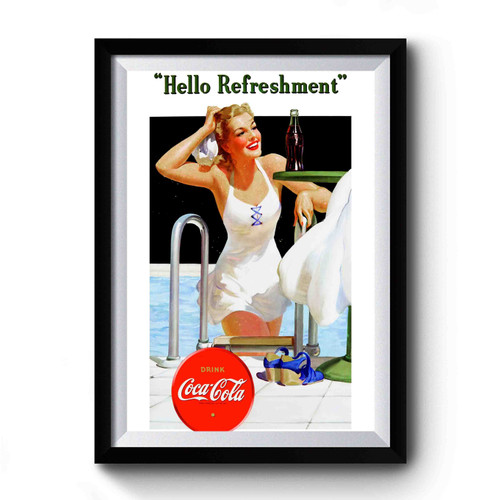 Coca Cola Vintage Pool Girl Premium Poster