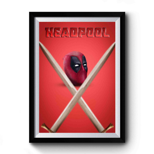 Deadpool Head With Two Crossing Swords Premium Poster