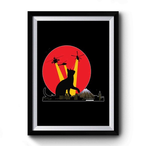Funny Kitty Catzilla Japanese Sunset Cat Lovers to Halloween Premium Poster
