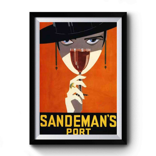 Girl Sandeman Port Wine Drink Portuguese Woman Black Hat Vintage Premium Poster