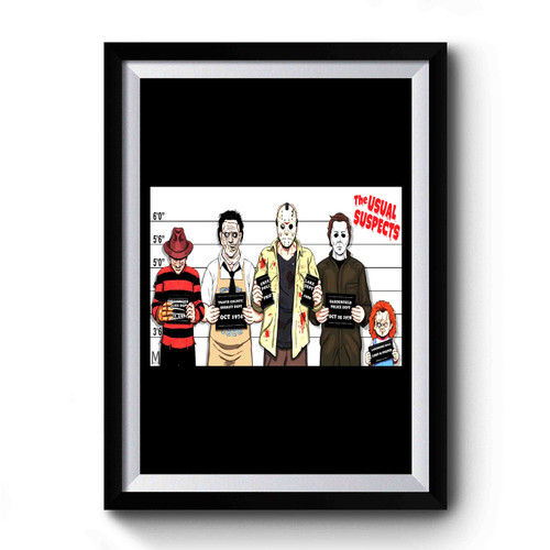 Horror Movies Mugshot The Usual Suspects Jason Freddy Premium Poster