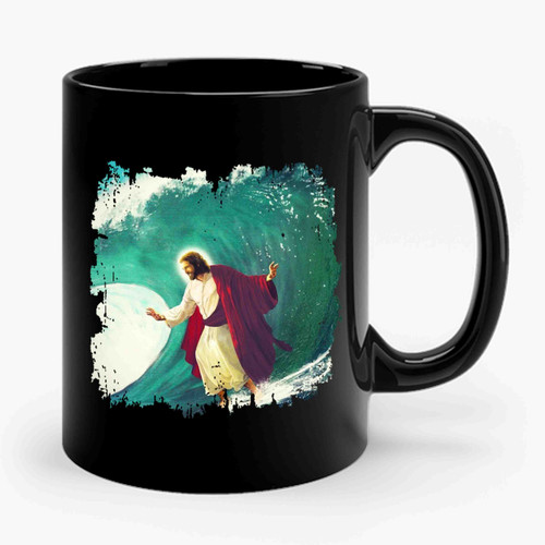 Surfing Jesus Surfing Ceramic Mug