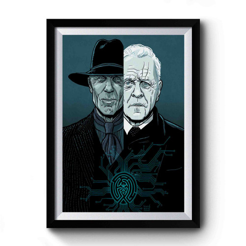 Man In Black & Dr. Robert Ford Westworld Premium Poster