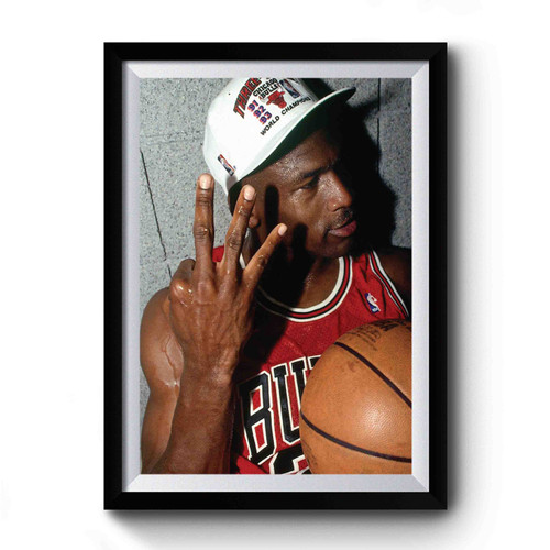 Michael Jordan 3 Championships Premium Poster