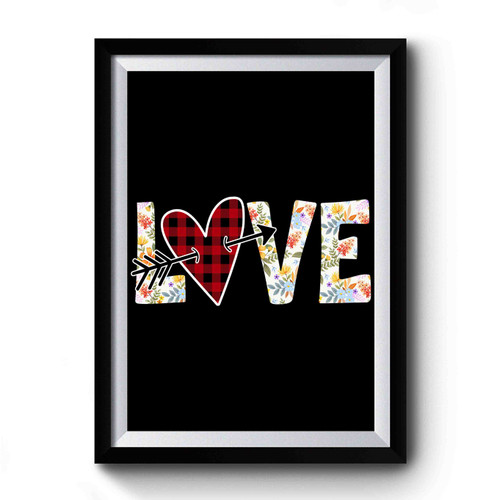 Red Buffalo Plaid Heart Love Premium Poster