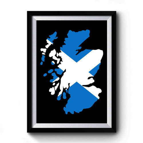 Scottish Flag And Map Of Scotland Premium Poster