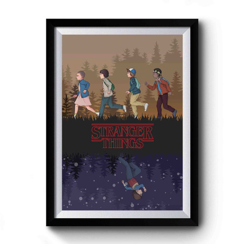 Upside Down Stranger Things Cartoon Premium Poster