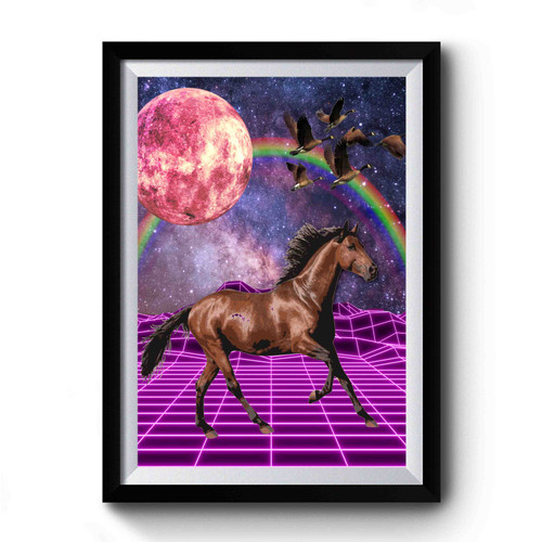 Vaporwave Galaxy Horse Premium Poster