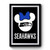 Seattle Seahawks Minnie Head With Bow Vintage Art Simple Premium Poster