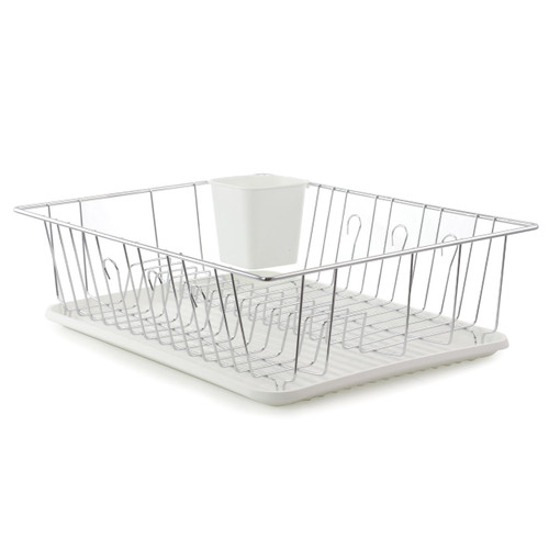 Better Chef 16-Inch Dish Rack in White with Cutlery Holder D970-DR-1604