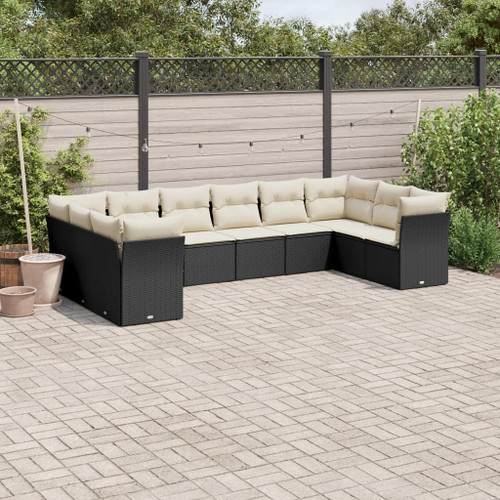  Garden Sofa Set Black and Cream White A949-3218196