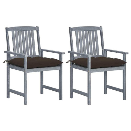  Patio Chair Set of 2 Gray Solid Acacia wood Medium Durable A949-3061267