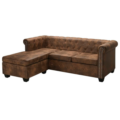  Sofa Brown Faux leather, Wood Large A949-287925