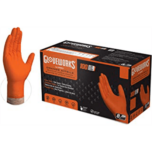 Ammex Corporation Gloveworks HD Orange Nitrile Gloves Medium T398-AMXGWON44100