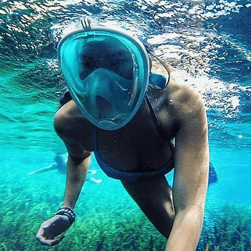 Option: Mask Only,Mask Color: Turquoise - Full Face Snorkel Mask K290-39871454608