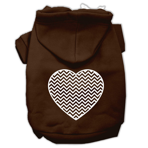 Chevron Heart Screen Print Dog Pet Hoodies Brown Size XXL S528-62-153 XXLBR