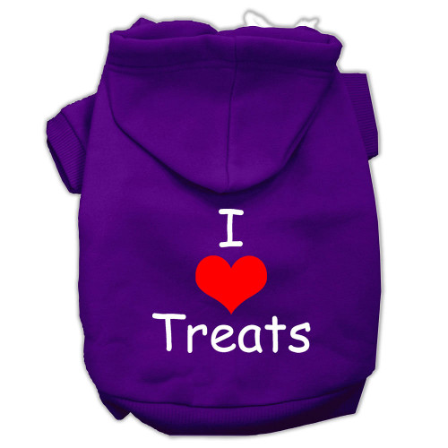 I Love Treats Screen Print Pet Hoodies Purple Size XL S528-62-39 XLPR