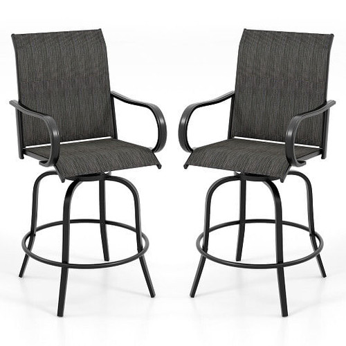 2 Pieces 360 Rotating Bar Stool Set with Armrests for Patio-Black - Color: Black D681-NP11924DK-2