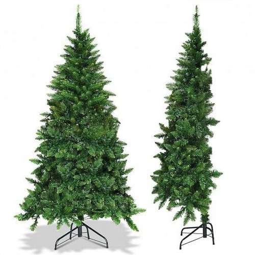 Pre-Lit Artificial Half National Christmas Tree with 8 Flash Modes-5 ft - Color: Green - Size: 5 ft D681-CM22047