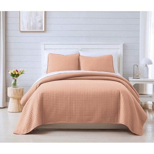 King/Cal King Lightweight Blush Ultra Soft 3-Piece Microfiber Quilt Set Q280-KIBLH5689