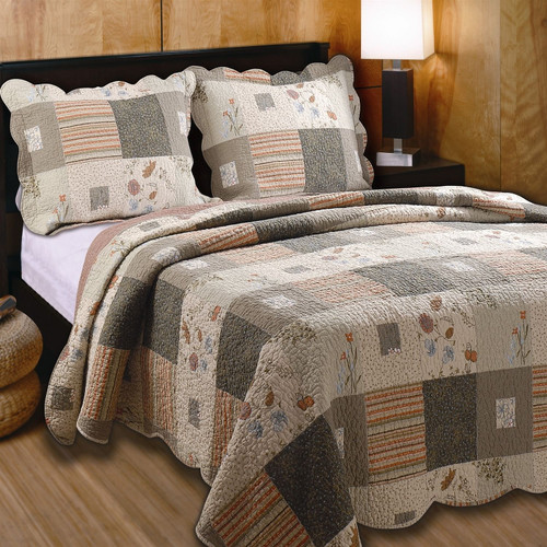 Twin size 100% Cotton Oversized Quilt Set with Sham Southwest Style Q280-TGHSQ5050