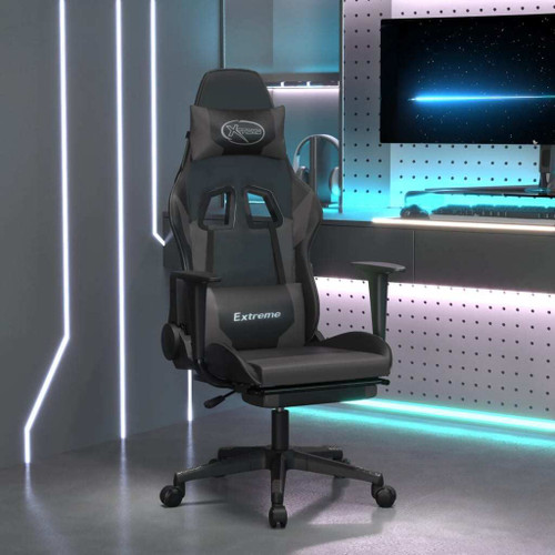  Gaming Chair Black and Grey Faux Leather, Metal, Plywood, Foam A949-3143703