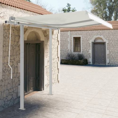  Awning Post Set White Iron Large Height-Adjustable A949-315093