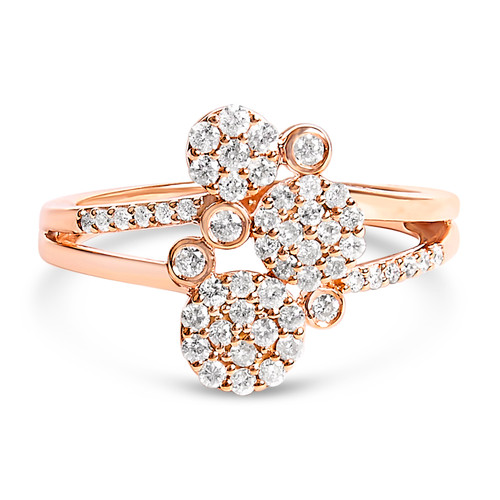 14K Rose Gold Plated .925 Sterling Silver 1/2 Cttw Diamond Scatter Composite Bypass Ring (I-J Color N162-016392R600
