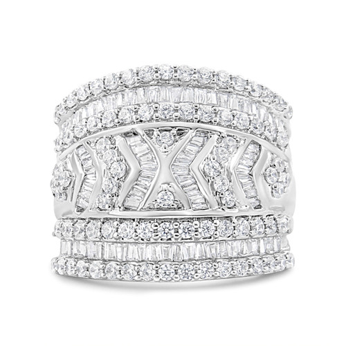.925 Sterling Silver 2.0 Cttw Diamond Edge Multi-Row Ring Band ( J-K Color, I3 Clarity) - Ring Size N162-021561R500