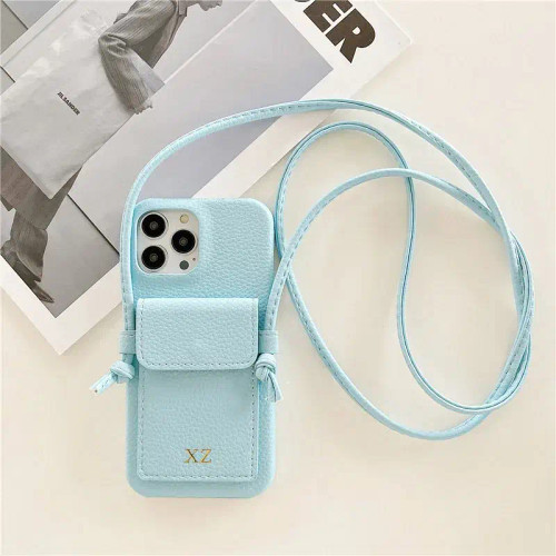 Color: SKY BLUE, Material: Vinyl - Personalized Gold Silver Letters Leather PU Card Holder Lanyard  F640-12000037986223783