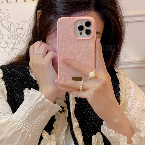 Color: Pink, Material: aluminum - Bling Glitter Phone Case For iPhone 16 15 14 13 12 Pro Max 11 Vog F640-12000044147971755