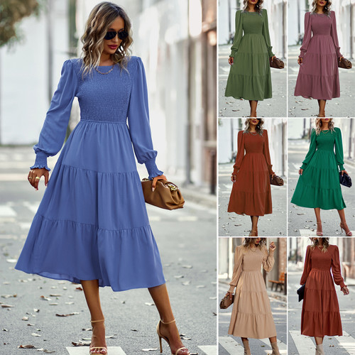 Leisure Vacation Cinched Mid-length Dress Spring And Autumn Women's Clothing Q119-CJLY2167757