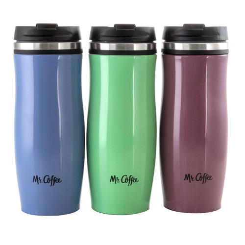 Mr. Coffee 12.5 Ounce Stainless Steel Insulated Thermal Travel Mug Set of 3 D970-124439.01 Mr. Coffee 12.5 Ounce Stainless Steel Insulated Thermal Travel Mug Set of 3 D970-124439.01