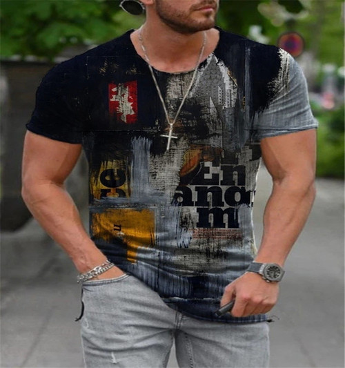Color: A, Size: 3XL - Digital Printed Short-sleeved Round Neck T-shirt Q119-CJYH113935506FU