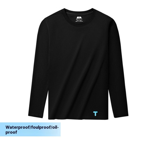 Color: Long Sleeve Black, Size: 3XL - Xinjiang Cotton Solid Color Antifouling T-shirt Men Q119-CJYH202716789KP