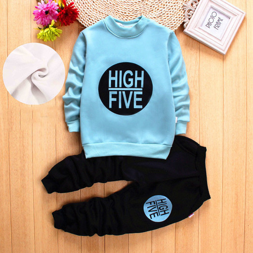 Color: Blue, Size: 120cm - Baby suit plus velvet fashion Q119-CJWJNHNT01017-Blue-120cm