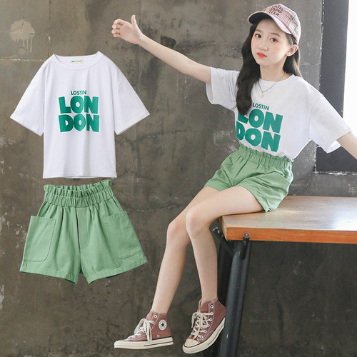 style: C, Child size: 140cm - Two-piece Children's Short-sleeved Shorts Q119-CJYE117140218RI