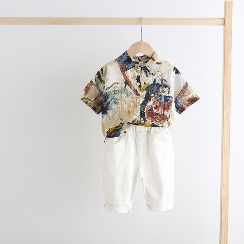 style: B, Size: 90cm - Fashion Boys Printed Shirt Short Sleeve Q119-CJNT106501406FU