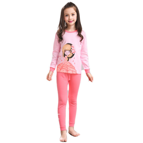 Color: Pink, Size: 130CM - Children's long sleeve girls pajamas Q119-CJWJNHNT04192-Pink-130CM