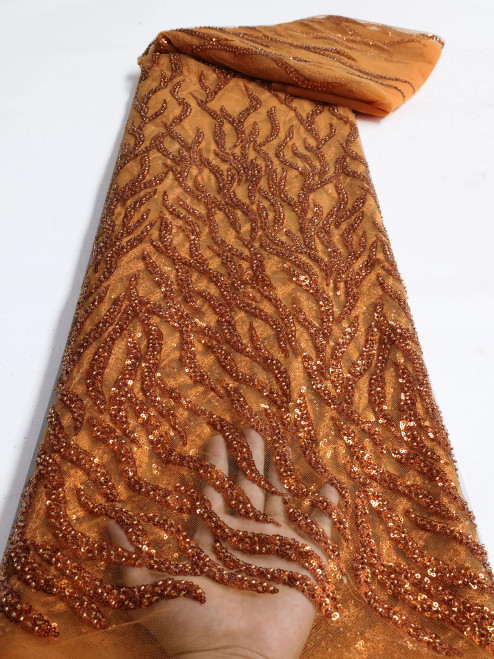 Color: green, length: 5 yards, Width: 120cm - PGC White Beaded Tulle African Lace Fabric Sewing 202 F640-12000034999872188