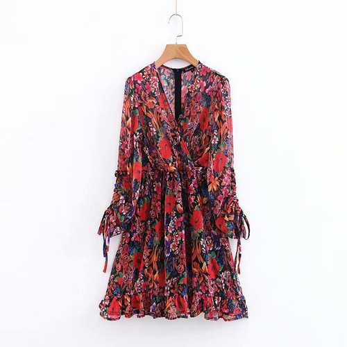 Printed lace waist dress Q119-CJNSSYLY08665