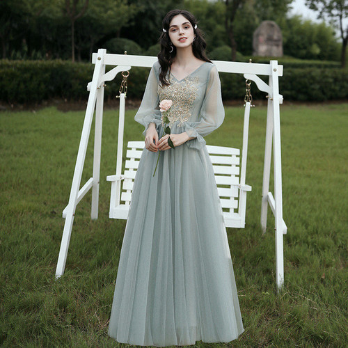Color: GreenC, Style: Long-XXL, Size:  - Green wedding banquet sister group dress Q119-CJNSSYLY09409-GreenC-Long-XXL