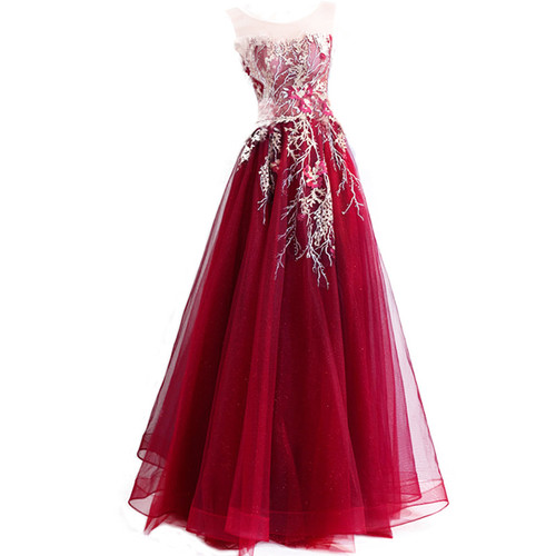 Color: Red, Size: XL - Noble And Elegant Wine Red Art Examination Temperament Dress Q119-CJLY169487104DW