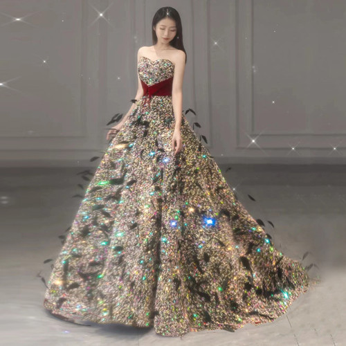 Color: Photo Color, style: Flat-L, Size:  - Women's Fashion Temperament Sequins Sheath Dresses Q119-CJLY193689024XC