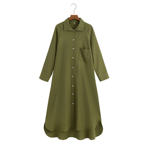 Lapel shirt style single pocket long sleeve dress Q119-CJNSSYLY13034