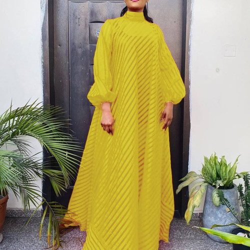 Color: Yellow, Size: 4XL - Striped Loose Casual Oversized Skirt Q119-CJLY115986407GT