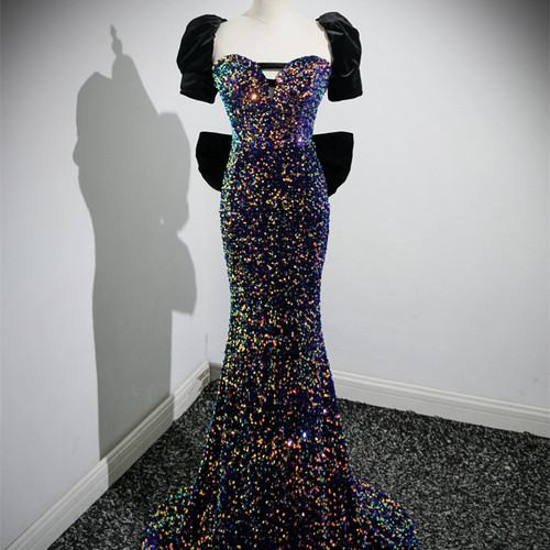 Women's Fashion French Sequin Trailing Dress Q119-CJYD1912609