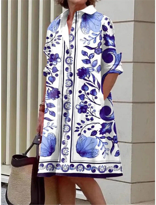 Color: green, Size: XXL - S-5Xl Summer Shirt Dress White Blue Evening Vintage Dresses Party Extra L F640-12000035344913061