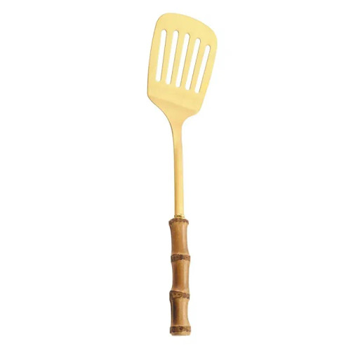 Color: army green - Natural bamboo handle stainless steel frying shovel Japanese-style soup spoon C F640-12000034512258781