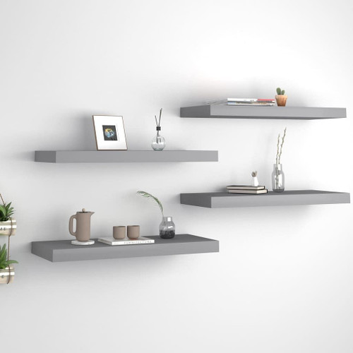 Wall Shelf Set of 4 Grey Honeycomb MDF, metal A949-323855
